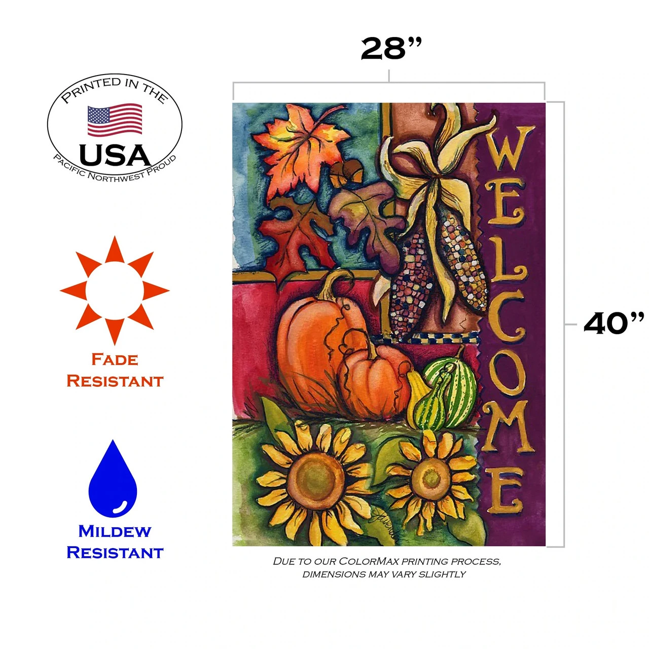 Harvest Welcome Rectangular Outdoor House Flag 40" X 28" 3 Harvest Welcome Rectangular Outdoor House Flag 40" X 28" - Image 3