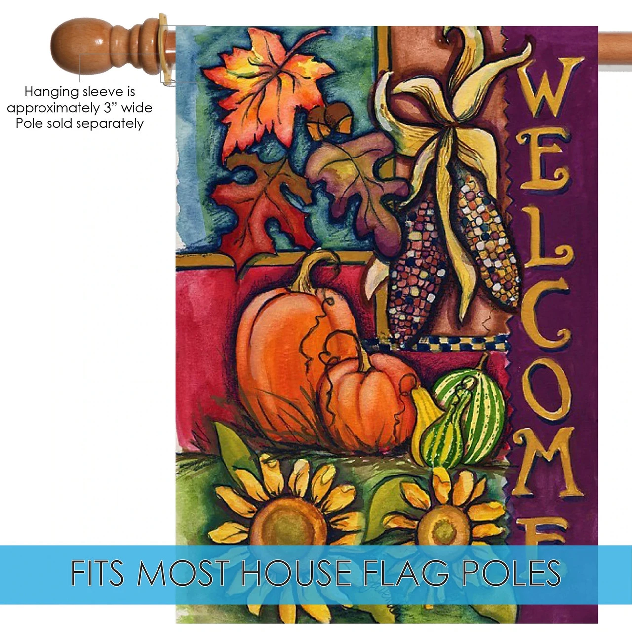 Harvest Welcome Rectangular Outdoor House Flag 40" X 28" 5 Harvest Welcome Rectangular Outdoor House Flag 40" X 28" - Image 5