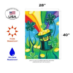 Shamrock Rainbow Pot Gold St Patrick's Day Outdoor House Flag 40" X 28" -PatioVibe Shop 102572 3 60345.1682374427