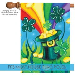 Shamrock Rainbow Pot Gold St Patrick's Day Outdoor House Flag 40" X 28" -PatioVibe Shop 102572 5 29879.1682374427