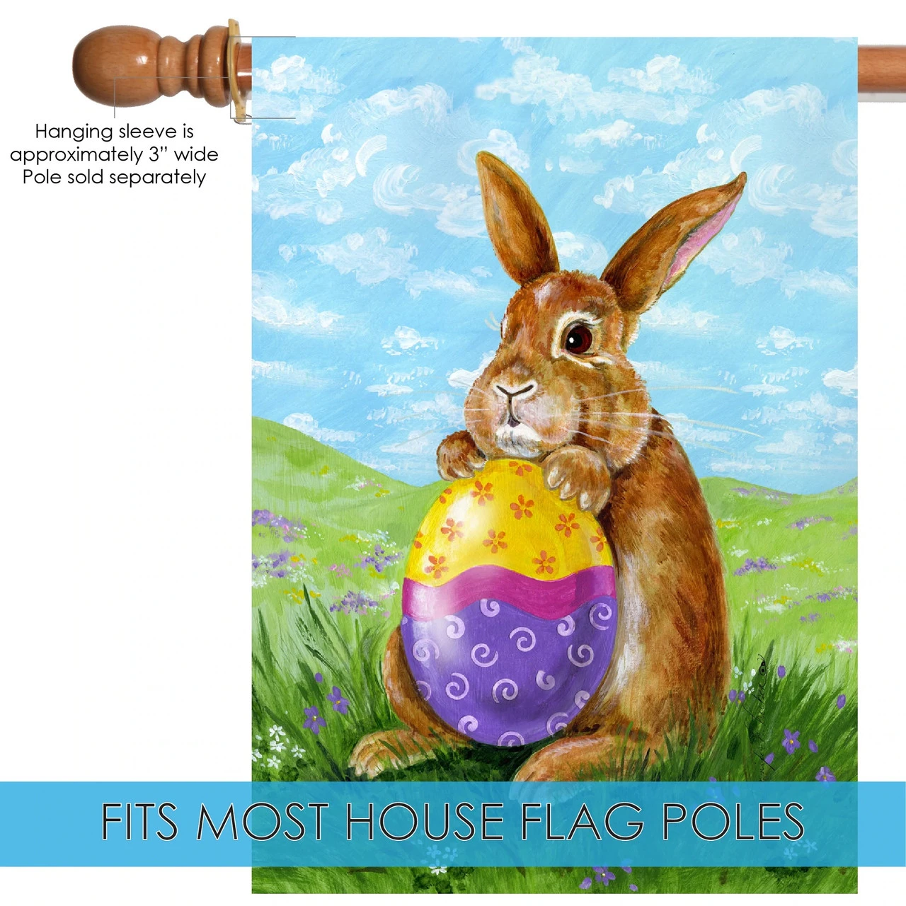 Eggstatic Easter Bunny Outdoor House Flag 40" X 28" 5 Eggstatic Easter Bunny Outdoor House Flag 40" X 28" - Image 5