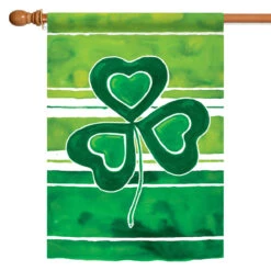 Shamrock Stripes Green St Patrick's Day House Flag 40" X 28"
