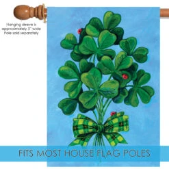 Shamrock Bouquet St Patrick's Day Outdoor House Flag 40" X 28" -PatioVibe Shop 102589 5 42558.1682374366