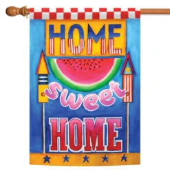 Watermelon 'Home Sweet Home' Outdoor House Flag 40" X 28"