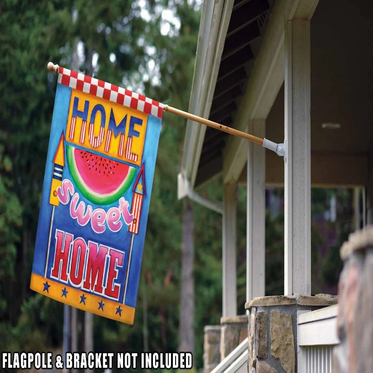 Watermelon 'Home Sweet Home' Outdoor House Flag 40" X 28" 2 Watermelon 'Home Sweet Home' Outdoor House Flag 40" X 28" - Image 2
