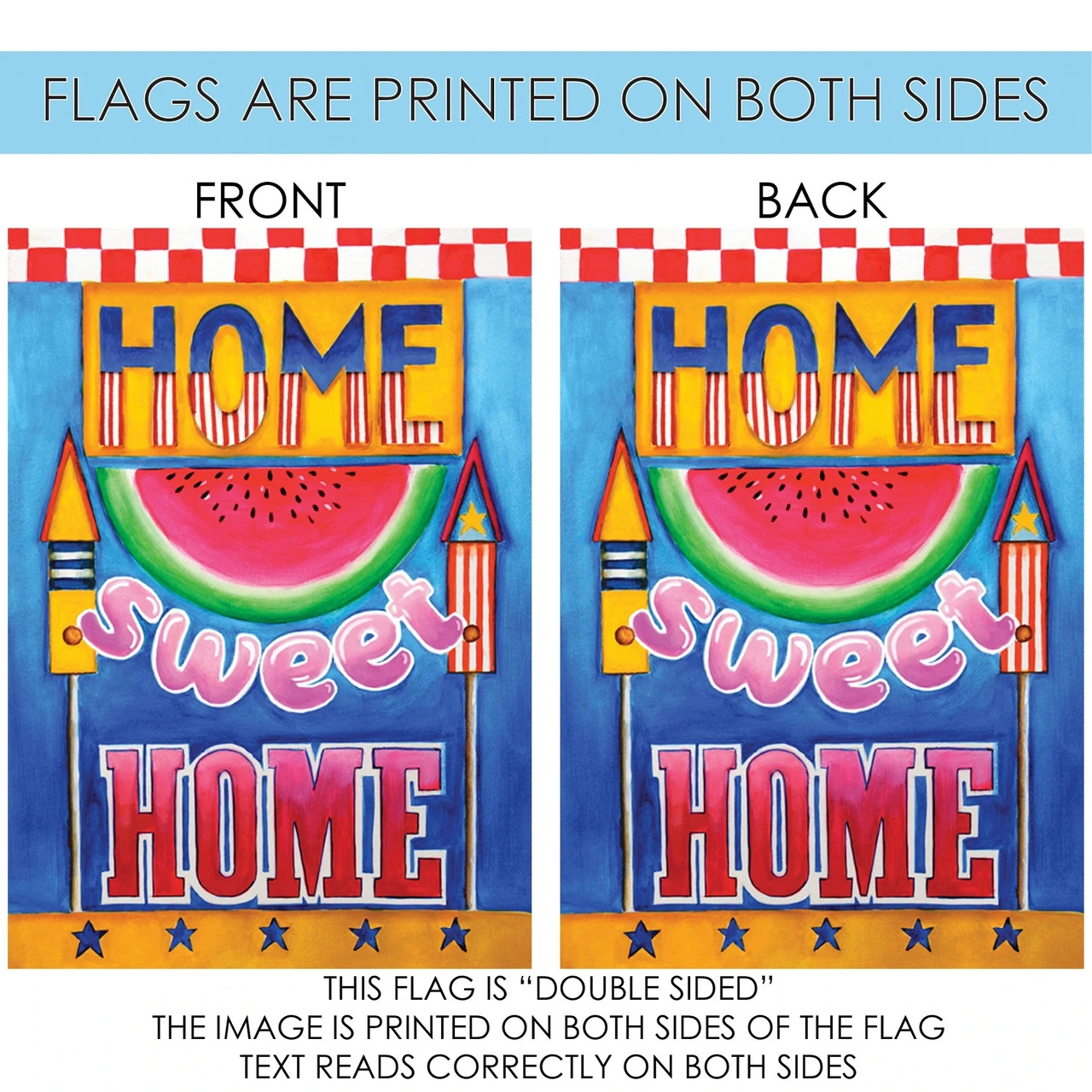 Watermelon 'Home Sweet Home' Outdoor House Flag 40" X 28" 4 Watermelon 'Home Sweet Home' Outdoor House Flag 40" X 28" - Image 4