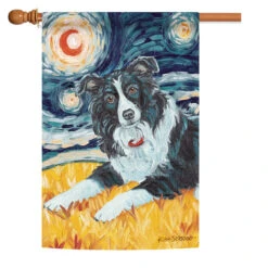 Van Growl Border Collie Outdoor House Flag 40" X 28"