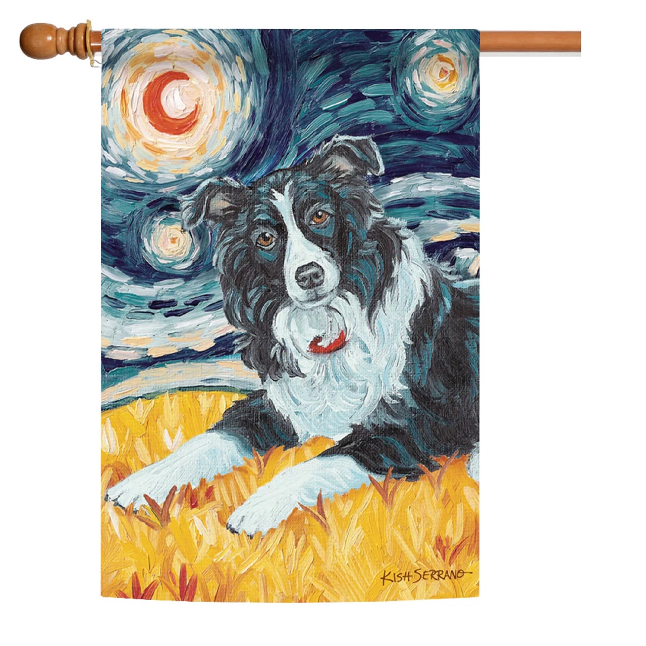 Van Growl Border Collie Outdoor House Flag 40" X 28" 1 Van Growl Border Collie Outdoor House Flag 40" X 28"