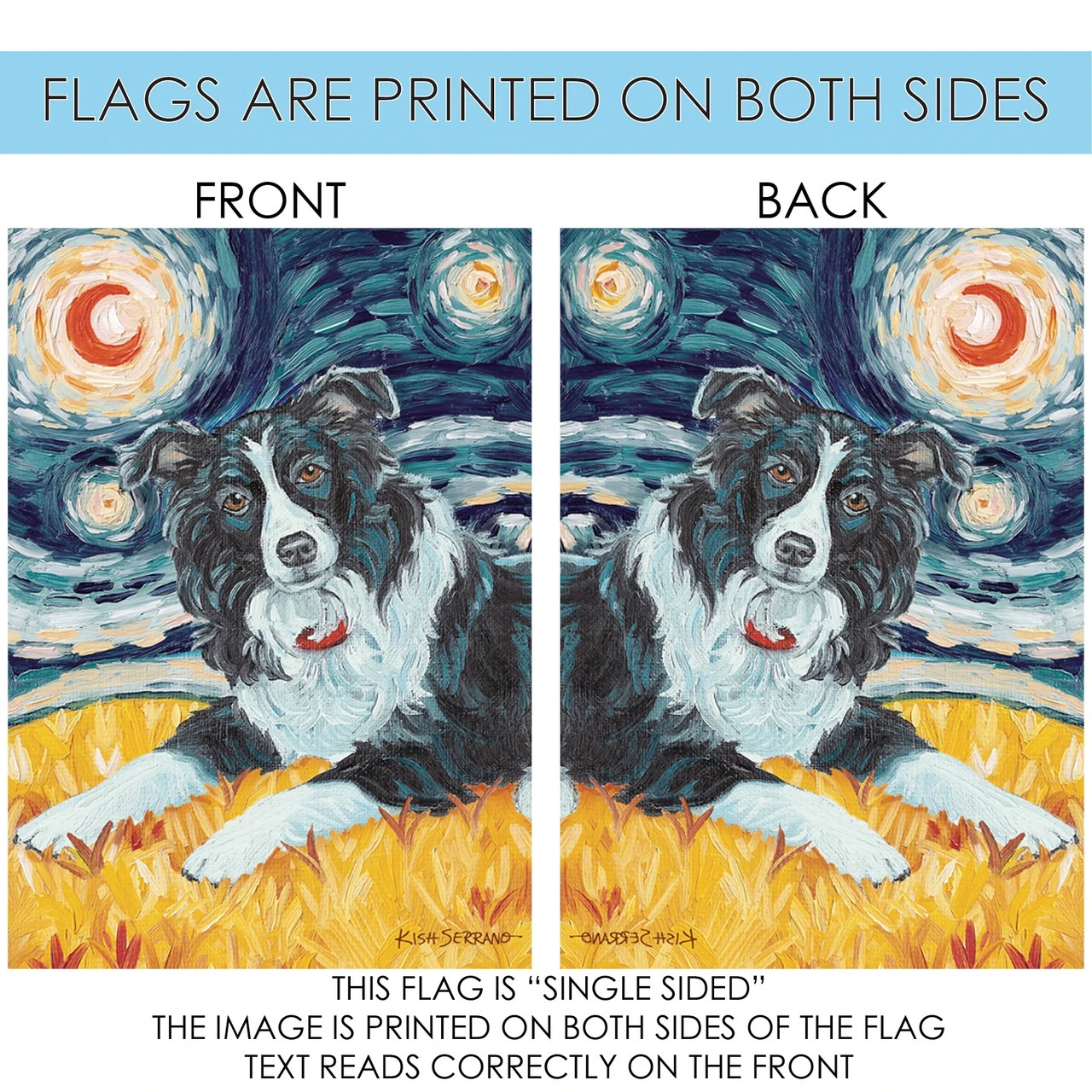 Van Growl Border Collie Outdoor House Flag 40" X 28" 4 Van Growl Border Collie Outdoor House Flag 40" X 28" - Image 4