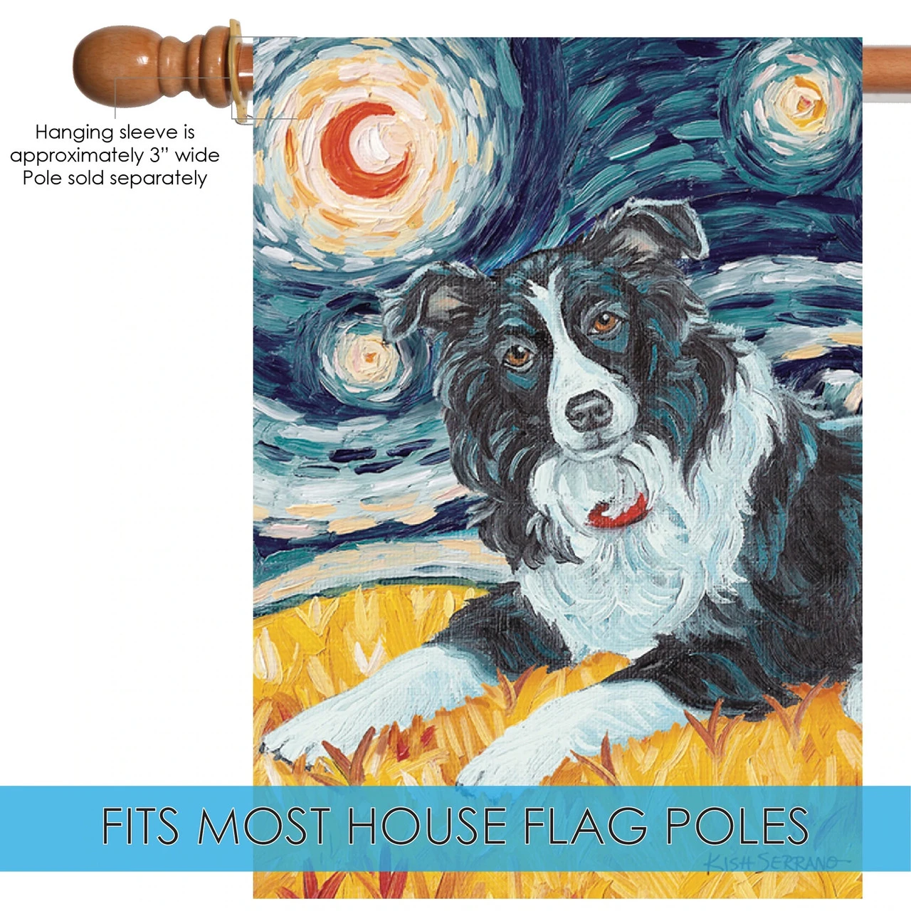 Van Growl Border Collie Outdoor House Flag 40" X 28" 5 Van Growl Border Collie Outdoor House Flag 40" X 28" - Image 5
