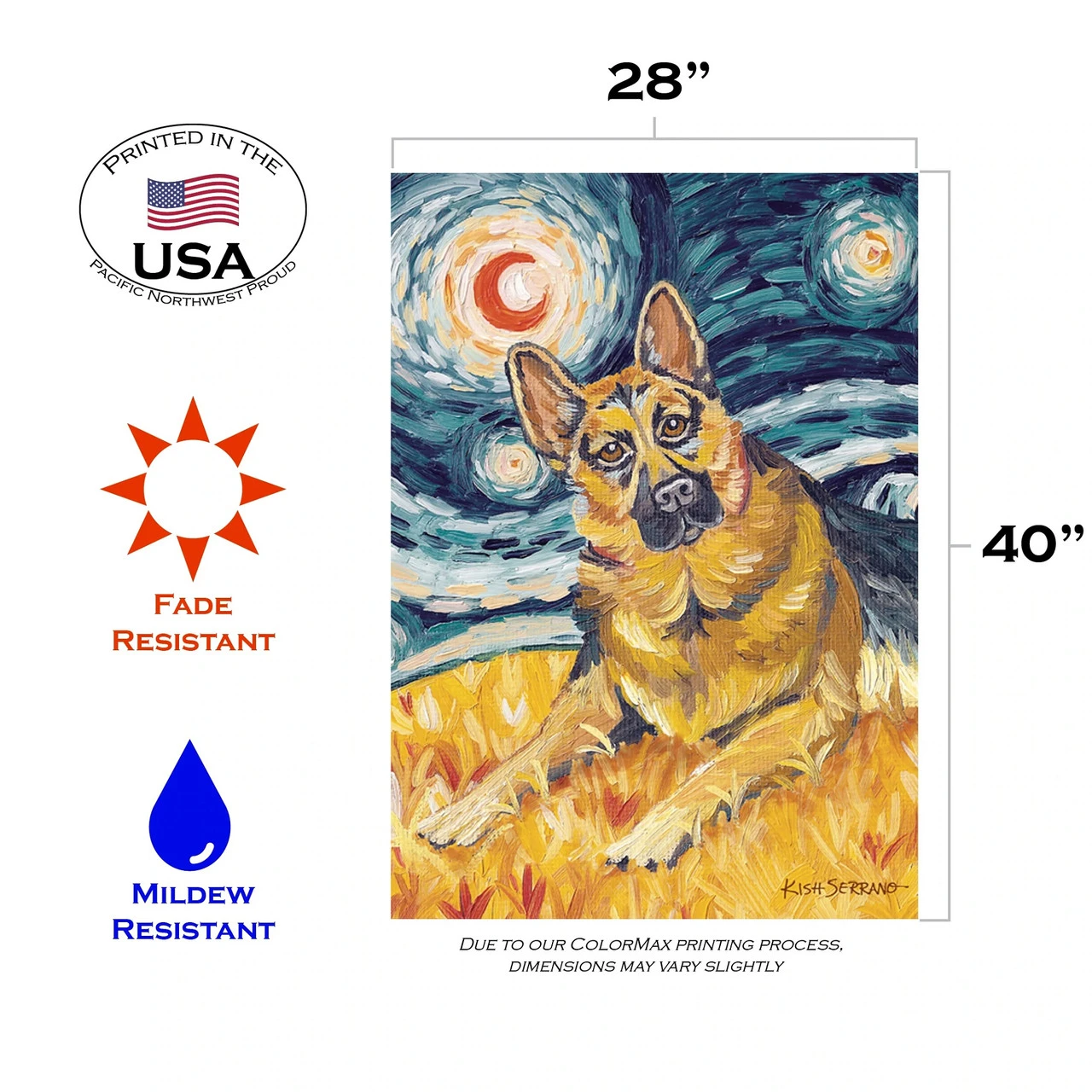 German Shepherd Outdoor House Flag 40" X 28" 3 German Shepherd Outdoor House Flag 40" X 28" - Image 3