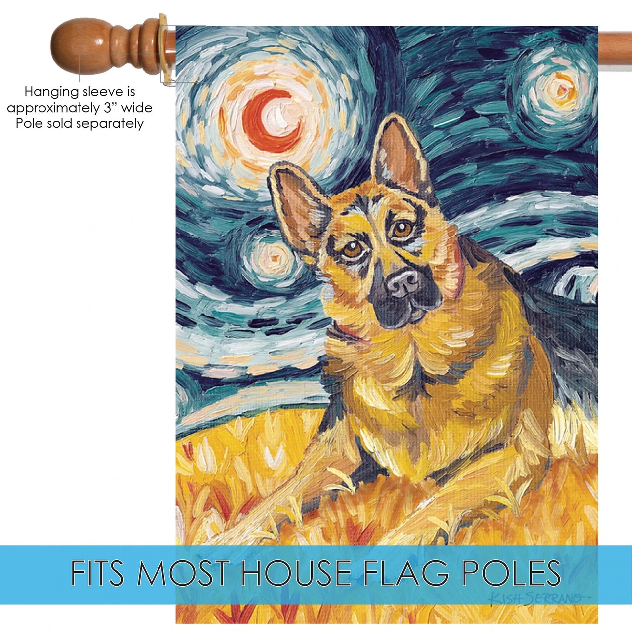 German Shepherd Outdoor House Flag 40" X 28" 5 German Shepherd Outdoor House Flag 40" X 28" - Image 5
