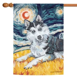 Van Growl Siberian Husky Outdoor House Flag 40" X 28"