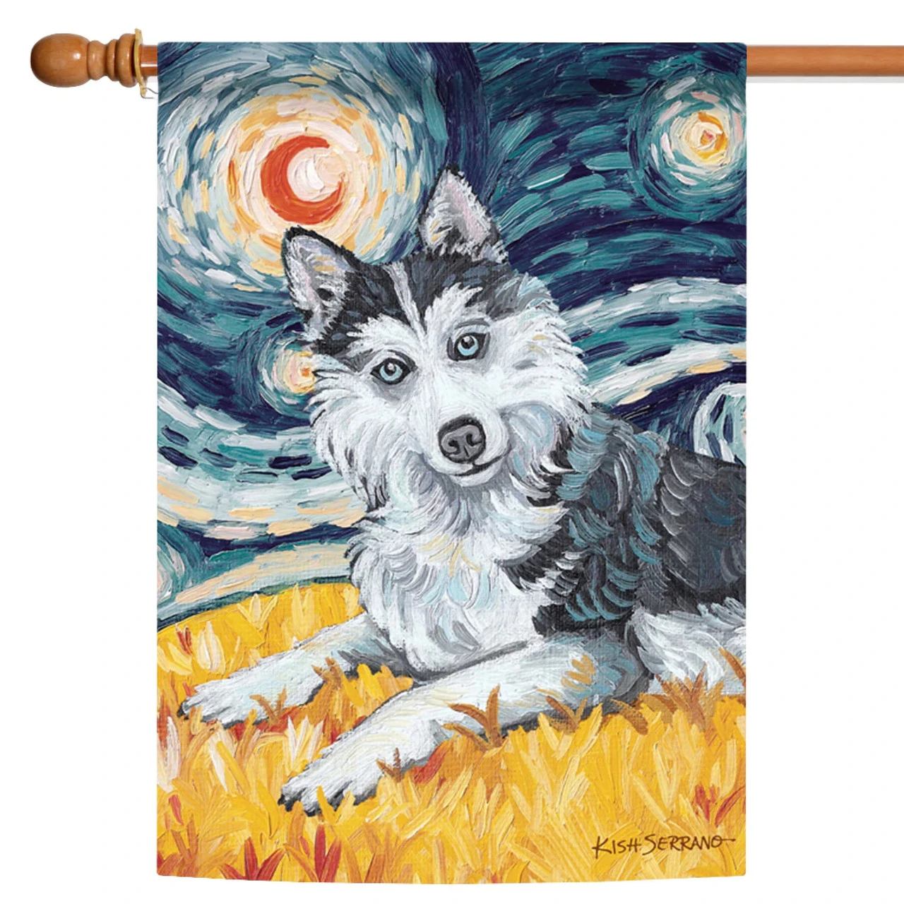 Van Growl Siberian Husky Outdoor House Flag 40" X 28" 1 Van Growl Siberian Husky Outdoor House Flag 40" X 28"