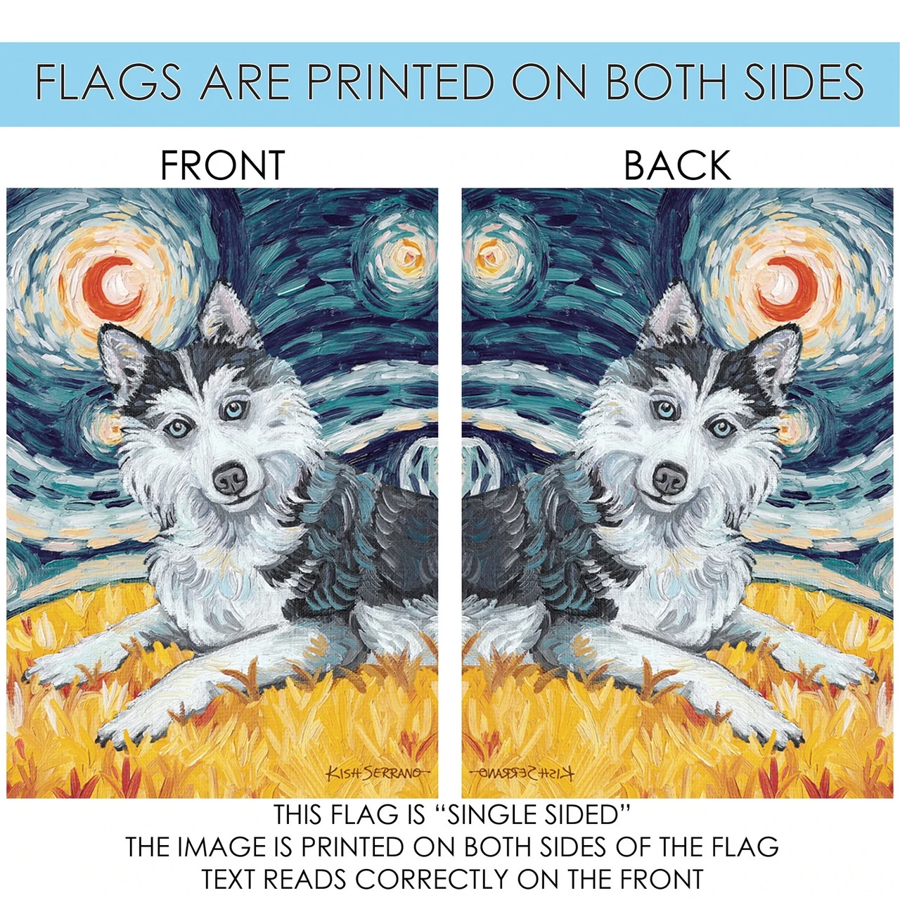 Van Growl Siberian Husky Outdoor House Flag 40" X 28" 4 Van Growl Siberian Husky Outdoor House Flag 40" X 28" - Image 4