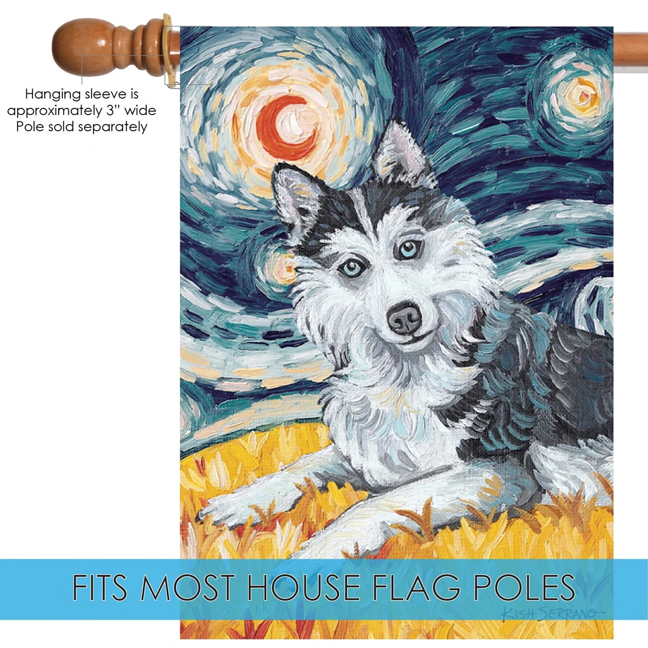 Van Growl Siberian Husky Outdoor House Flag 40" X 28" 5 Van Growl Siberian Husky Outdoor House Flag 40" X 28" - Image 5
