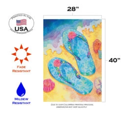 Beach Flip Flops Blue And YellowHouse Flag40" X 28" 7 Beach Flip Flops Blue And YellowHouse Flag40" X 28" -PatioVibe Shop 109192 3 76840.1682374158