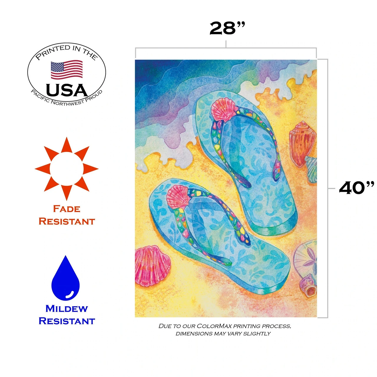 Beach Flip Flops Blue And YellowHouse Flag40" X 28" 3 Beach Flip Flops Blue And YellowHouse Flag40" X 28" - Image 3