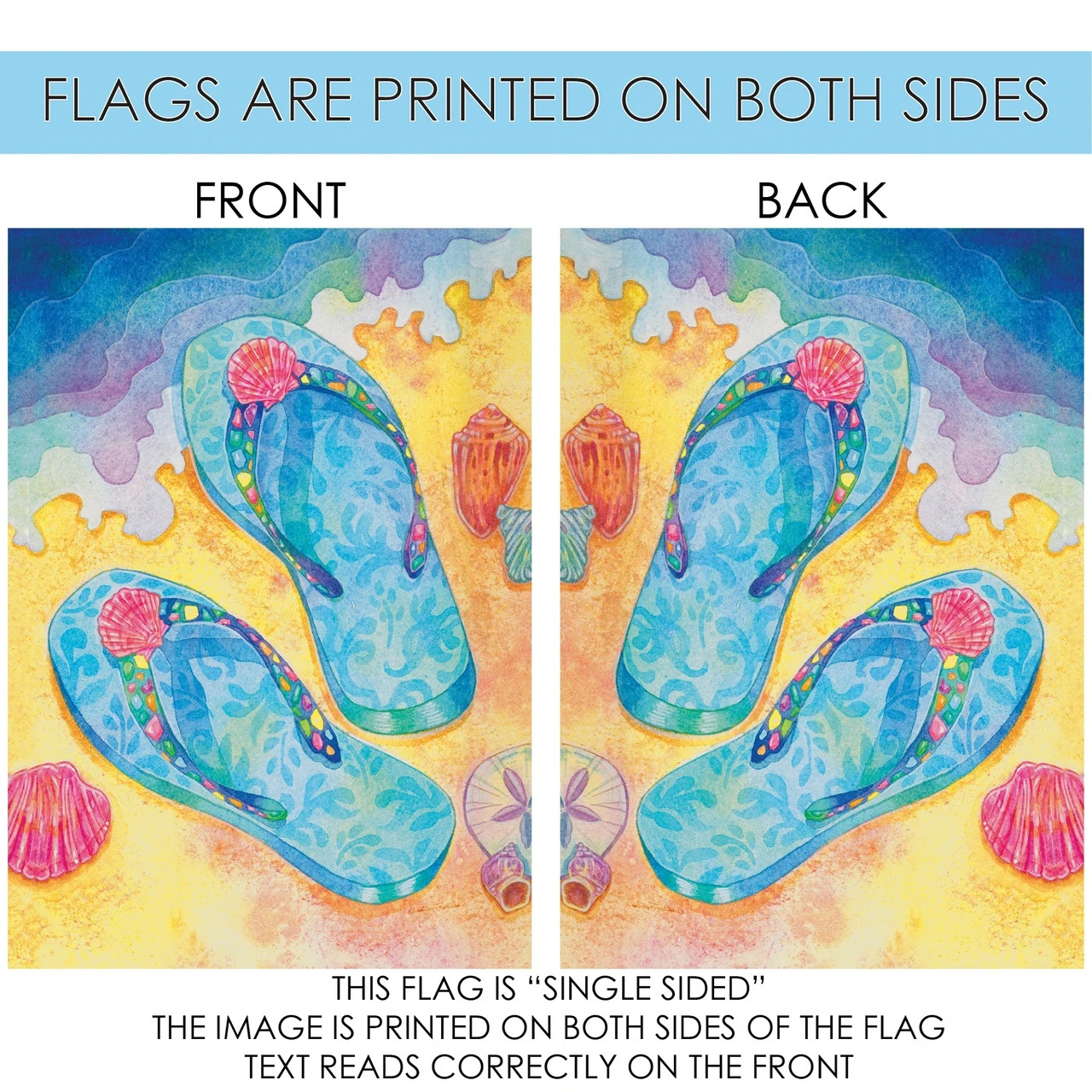 Beach Flip Flops Blue And YellowHouse Flag40" X 28" 4 Beach Flip Flops Blue And YellowHouse Flag40" X 28" - Image 4