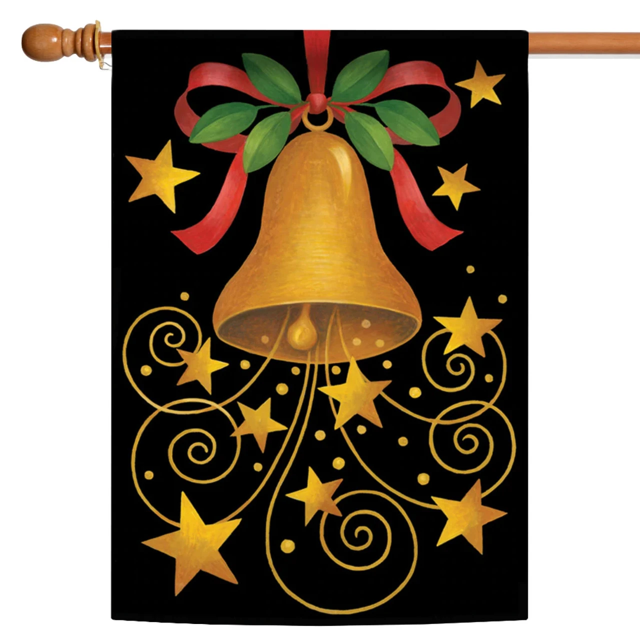 Christmas Bell Rectangular Outdoor House Flag 40" X 28" 1 Christmas Bell Rectangular Outdoor House Flag 40" X 28"