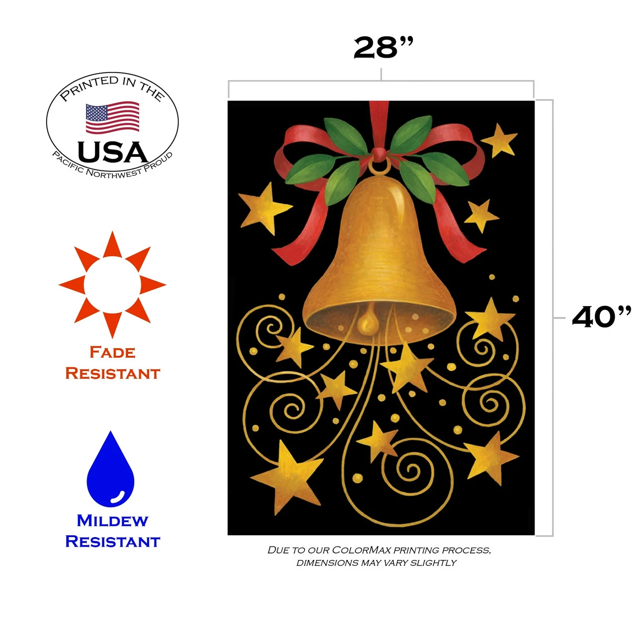 Christmas Bell Rectangular Outdoor House Flag 40" X 28" 3 Christmas Bell Rectangular Outdoor House Flag 40" X 28" - Image 3