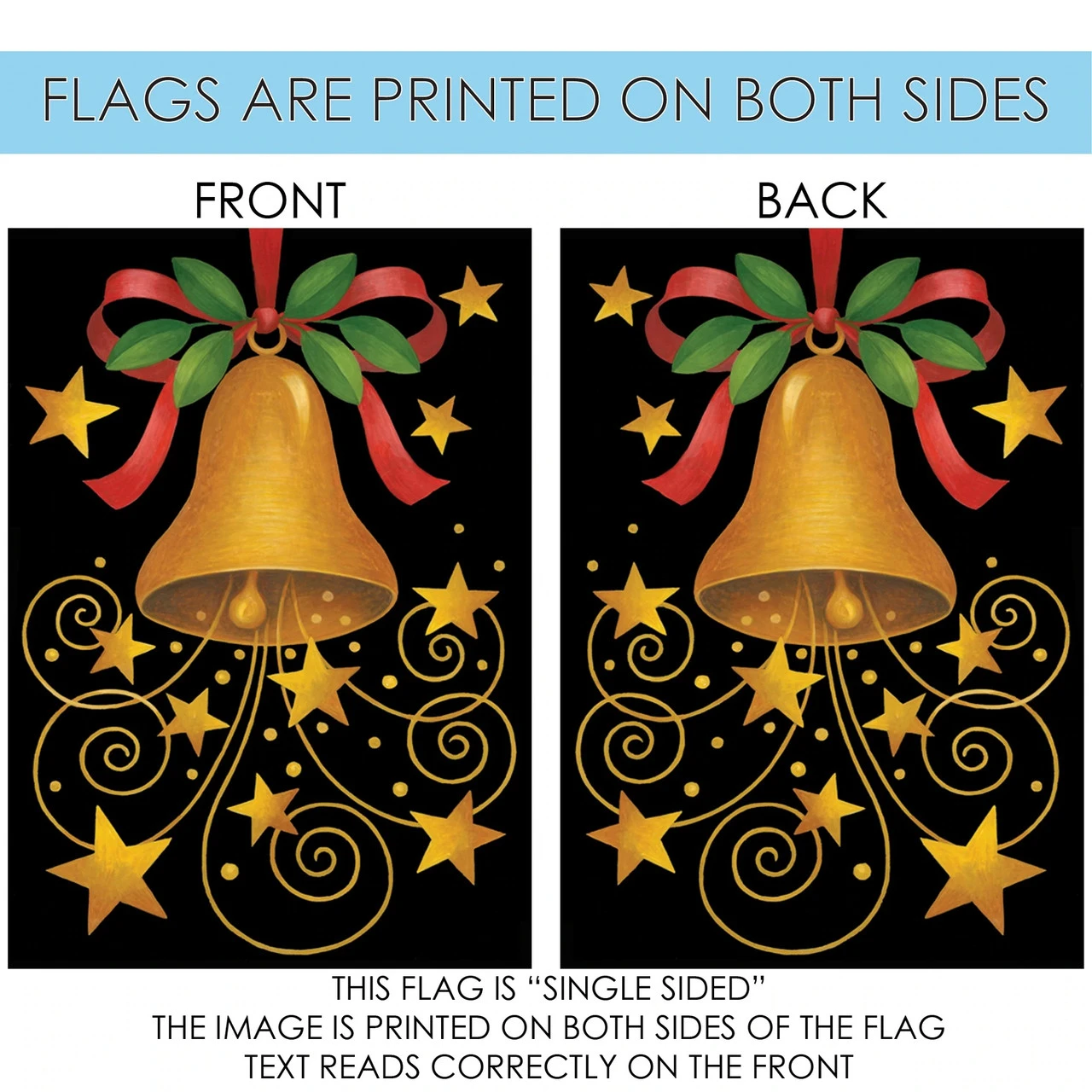 Christmas Bell Rectangular Outdoor House Flag 40" X 28" 4 Christmas Bell Rectangular Outdoor House Flag 40" X 28" - Image 4