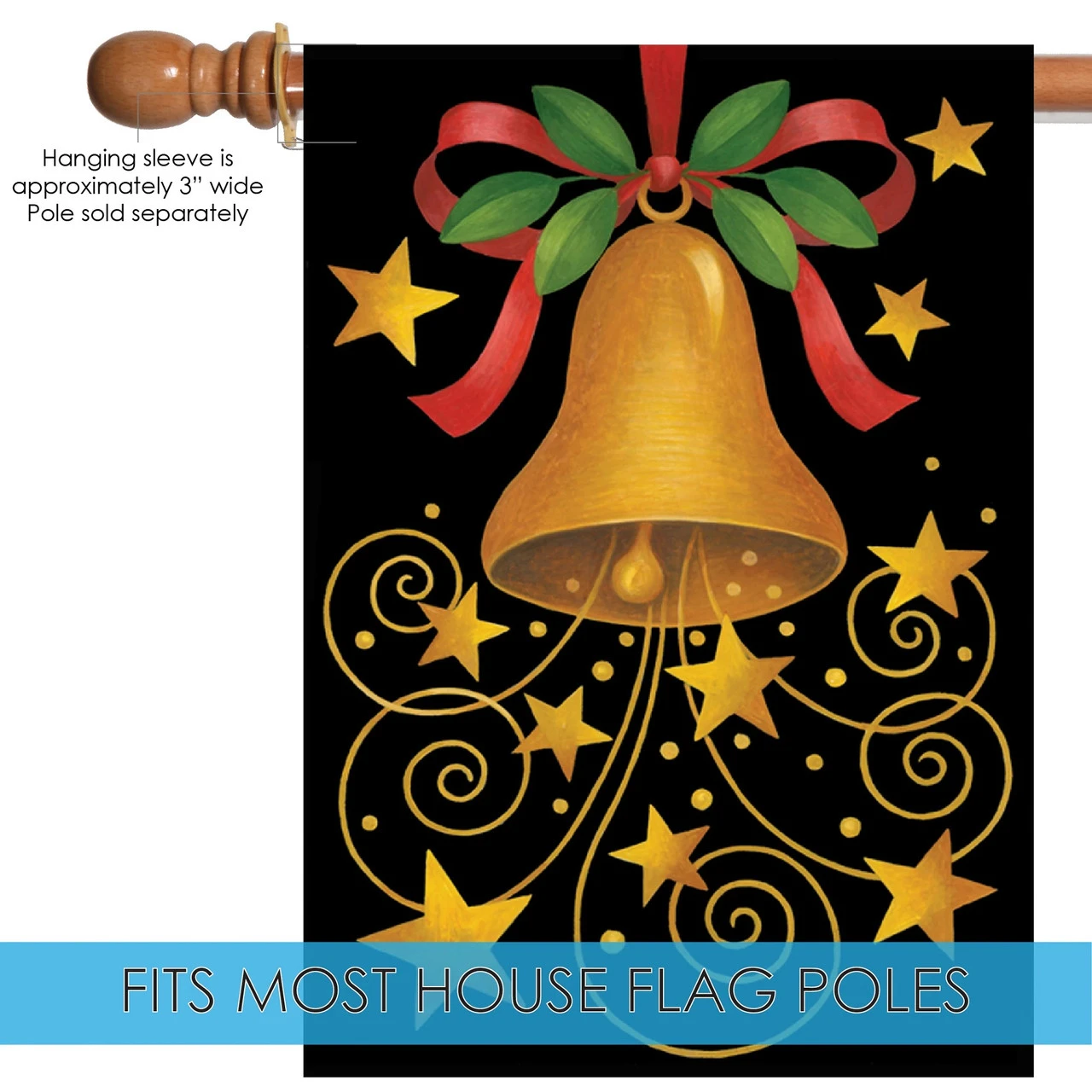 Christmas Bell Rectangular Outdoor House Flag 40" X 28" 5 Christmas Bell Rectangular Outdoor House Flag 40" X 28" - Image 5