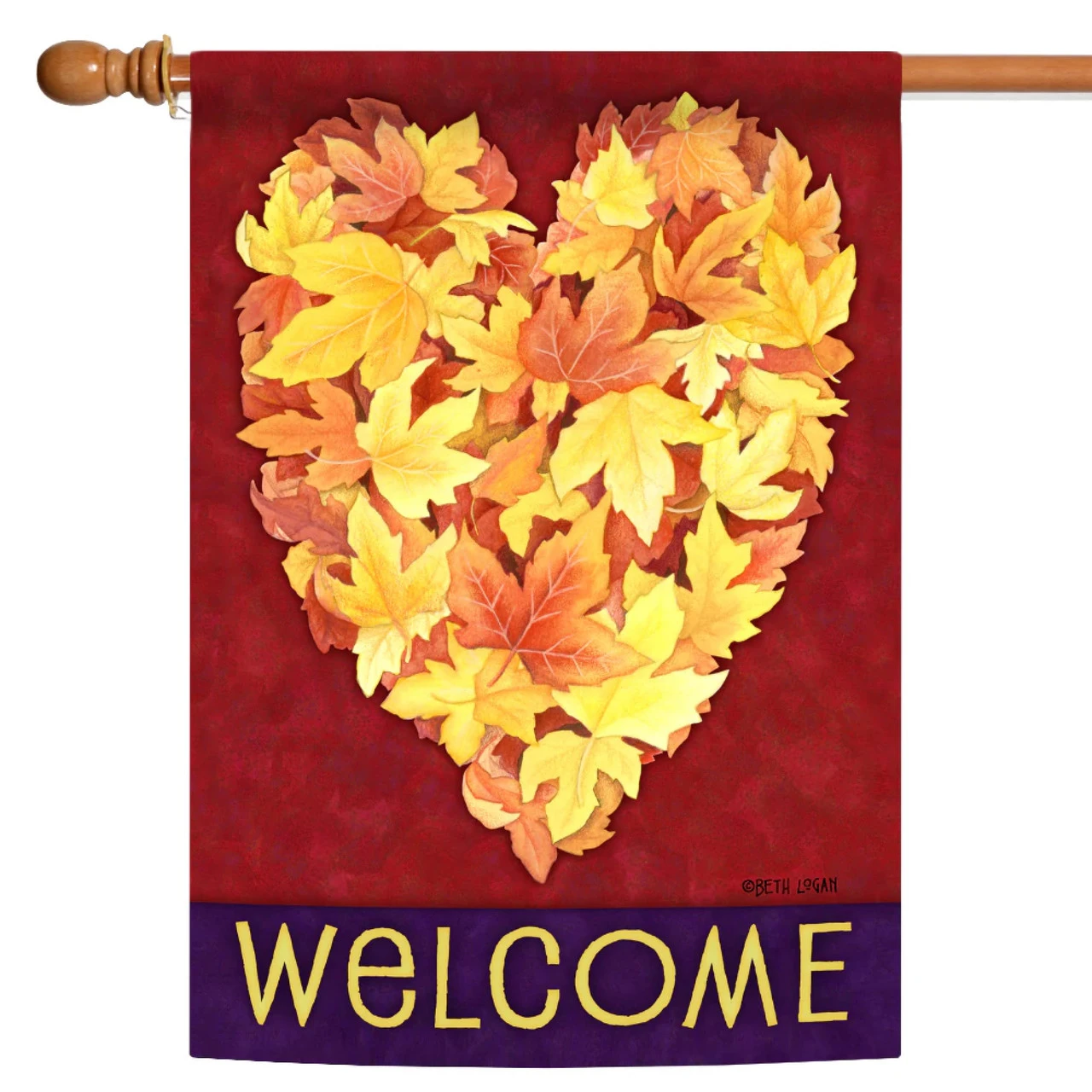 Leaf Heart Rectangular Outdoor House Flag 40" X 28" 1 Leaf Heart Rectangular Outdoor House Flag 40" X 28"