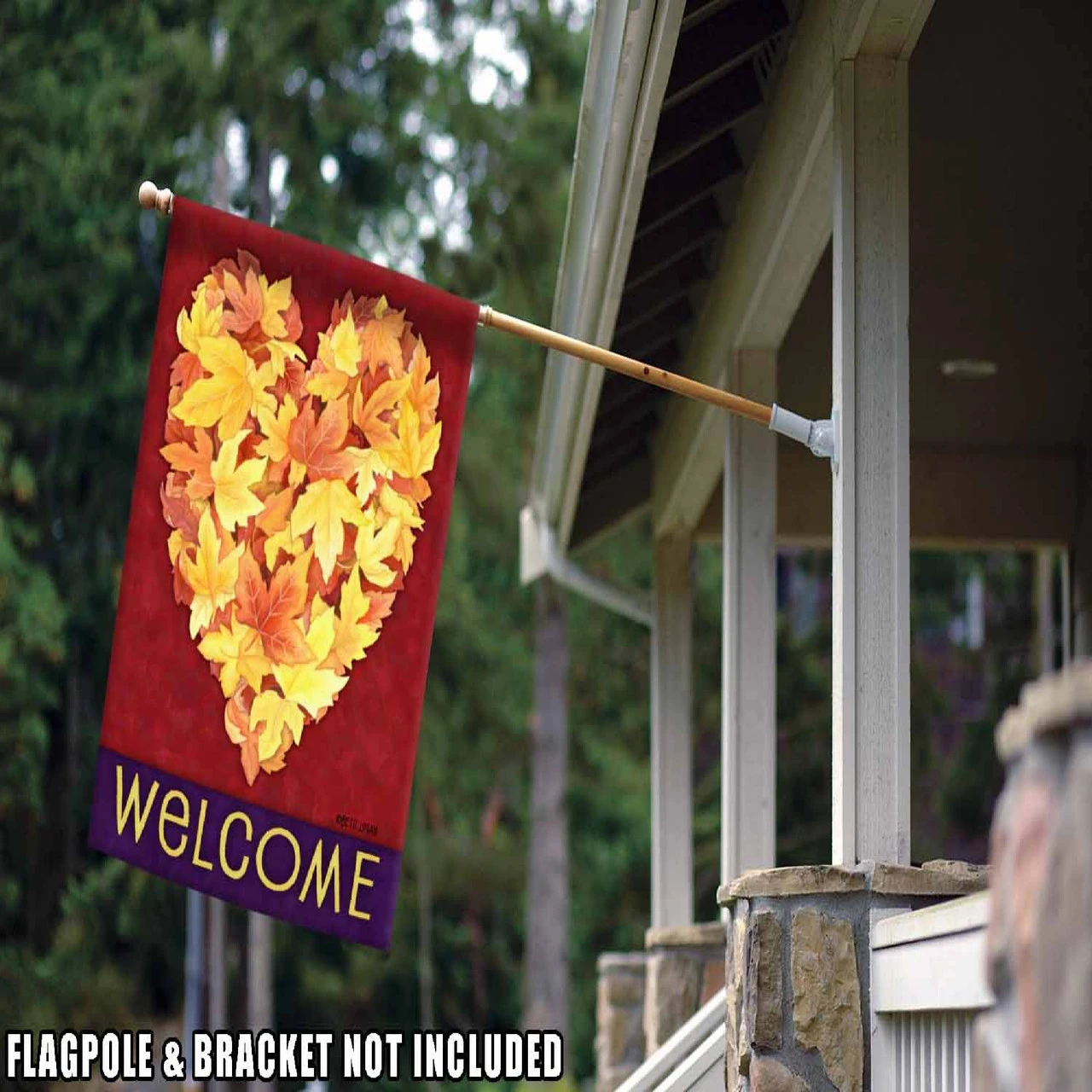 Leaf Heart Rectangular Outdoor House Flag 40" X 28" 2 Leaf Heart Rectangular Outdoor House Flag 40" X 28" - Image 2