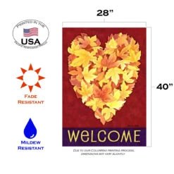 Leaf Heart Rectangular Outdoor House Flag 40" X 28" 7 Leaf Heart Rectangular Outdoor House Flag 40" X 28" -PatioVibe Shop 109260 3 81719.1682375587