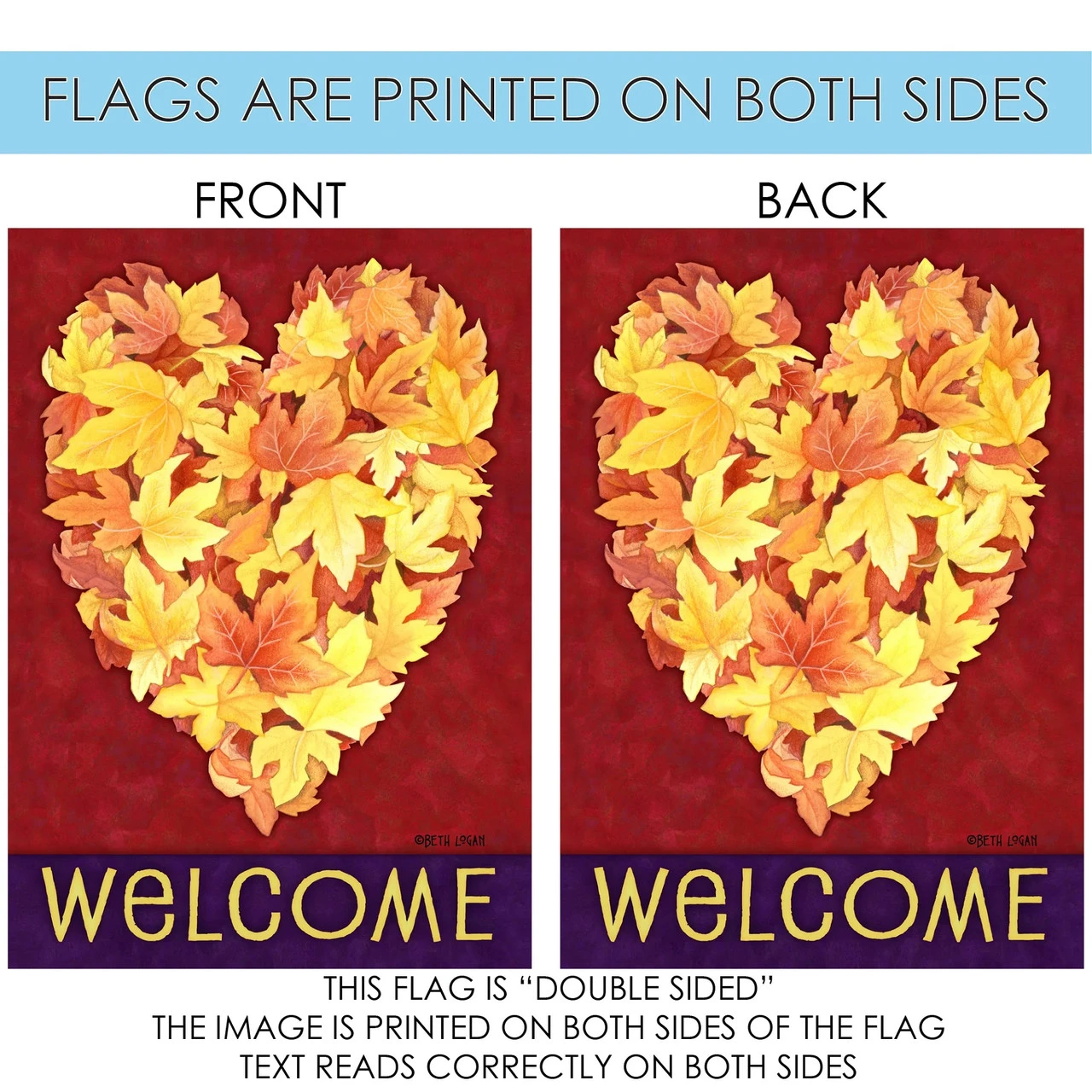 Leaf Heart Rectangular Outdoor House Flag 40" X 28" 4 Leaf Heart Rectangular Outdoor House Flag 40" X 28" - Image 4