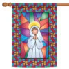 Stained Glass Angel Outdoor House Flag 40" X 28"