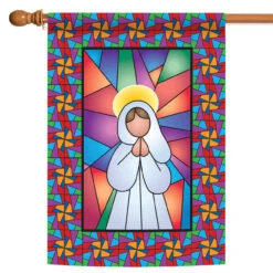 Stained Glass Angel Outdoor House Flag 40" X 28"