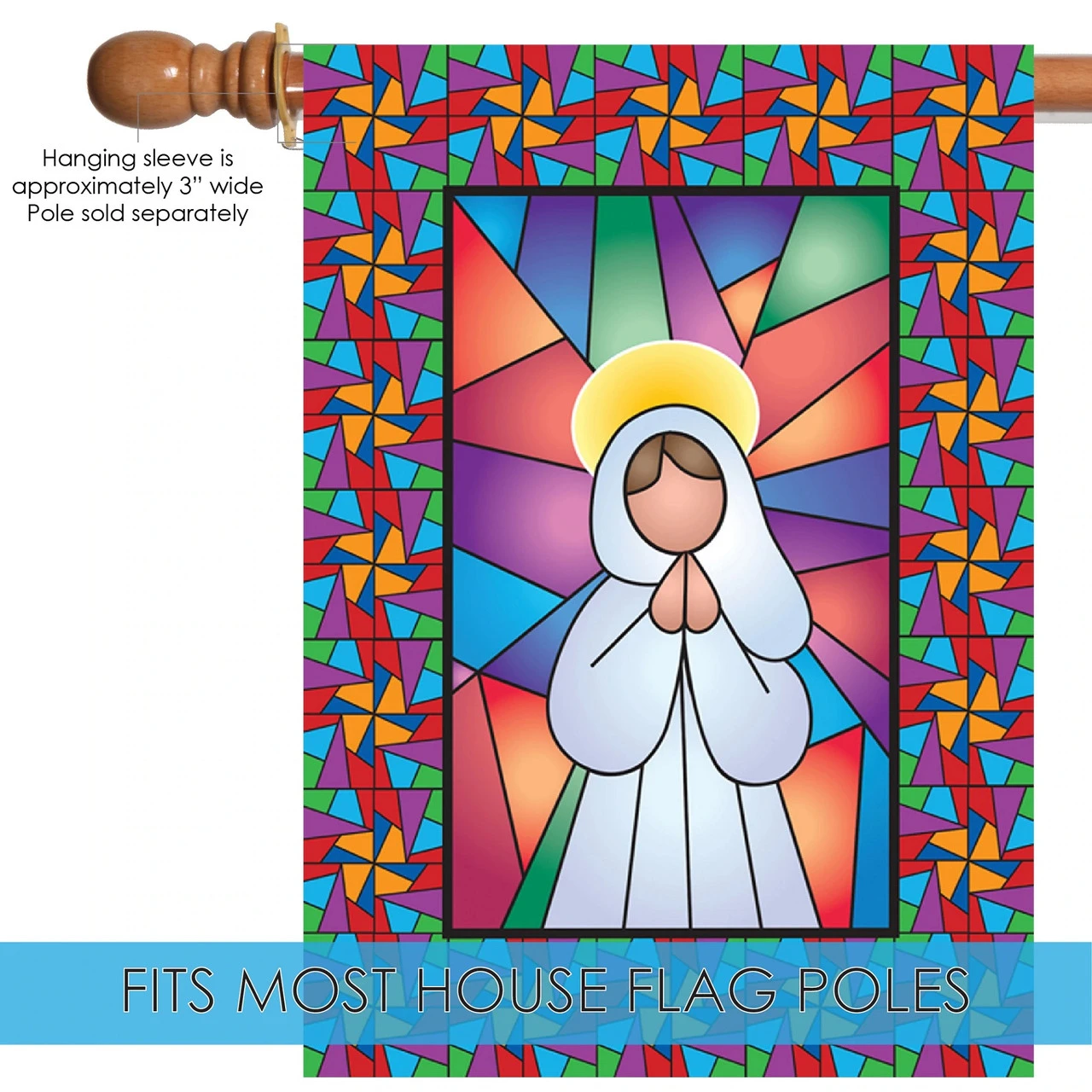 Stained Glass Angel Outdoor House Flag 40" X 28" 5 Stained Glass Angel Outdoor House Flag 40" X 28" - Image 5