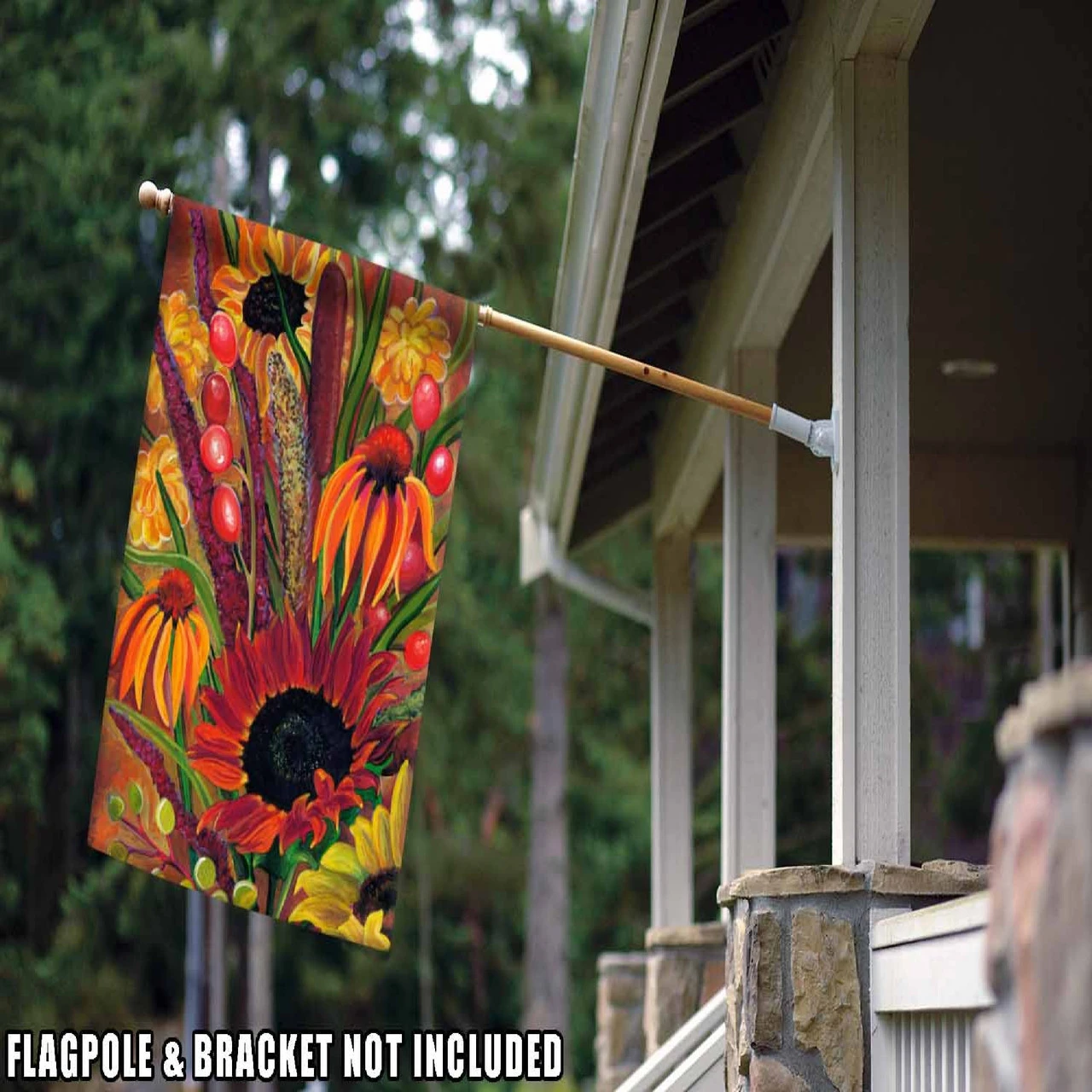 Bulrush Bouquet Yellow And Red Rectangular House Flag 28" X 40" 2 Bulrush Bouquet Yellow And Red Rectangular House Flag 28" X 40" - Image 2