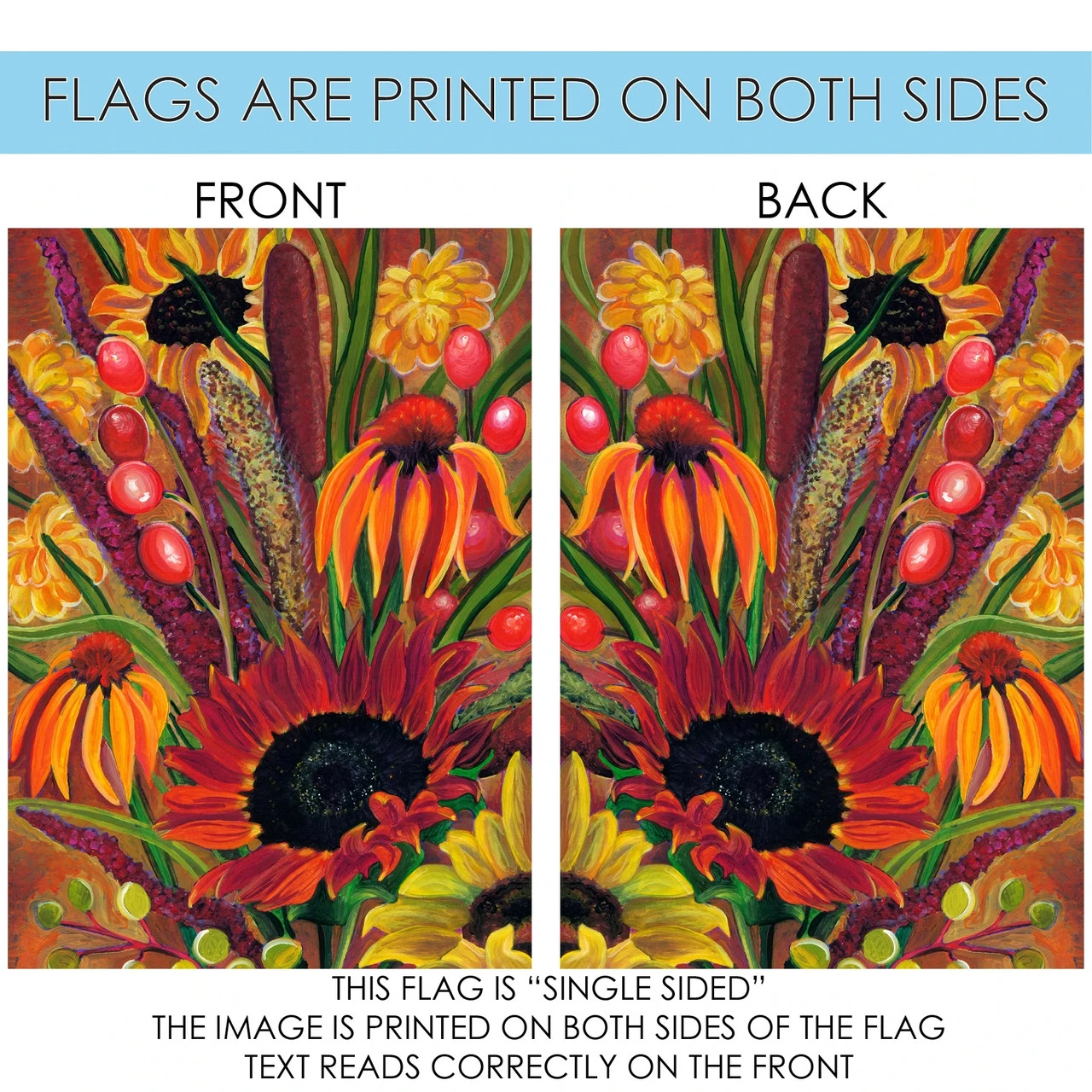 Bulrush Bouquet Yellow And Red Rectangular House Flag 28" X 40" 4 Bulrush Bouquet Yellow And Red Rectangular House Flag 28" X 40" - Image 4