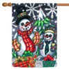 Christmas Snow Gathering Outdoor House Flag 40" X 28"