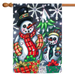Front Page 29 Christmas Snow Gathering Outdoor House Flag 40" X 28"