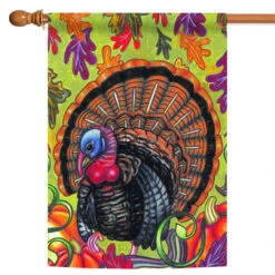 Fall Harvest Feathers Outdoor House Flag 40" X 28"