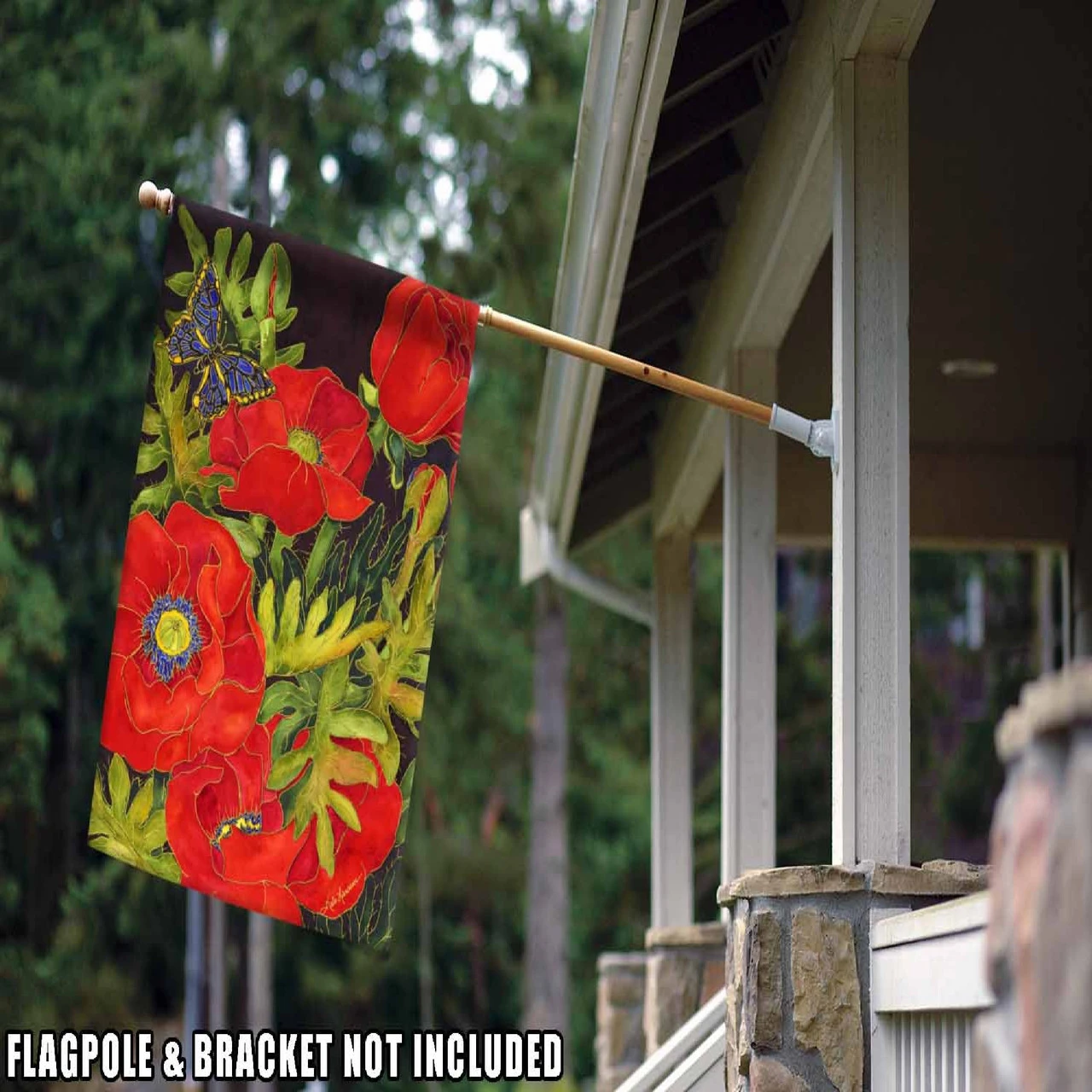 Popping Poppies Outdoor House Flag 40" X 28" 2 Popping Poppies Outdoor House Flag 40" X 28" - Image 2