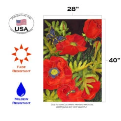 Popping Poppies Outdoor House Flag 40" X 28" 7 Popping Poppies Outdoor House Flag 40" X 28" -PatioVibe Shop 109380 3 30242.1682375535