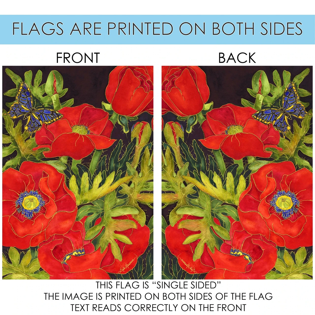 Popping Poppies Outdoor House Flag 40" X 28" 4 Popping Poppies Outdoor House Flag 40" X 28" - Image 4