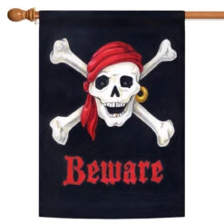 Halloween "Beware" Outdoor House Flag 40" X 28"