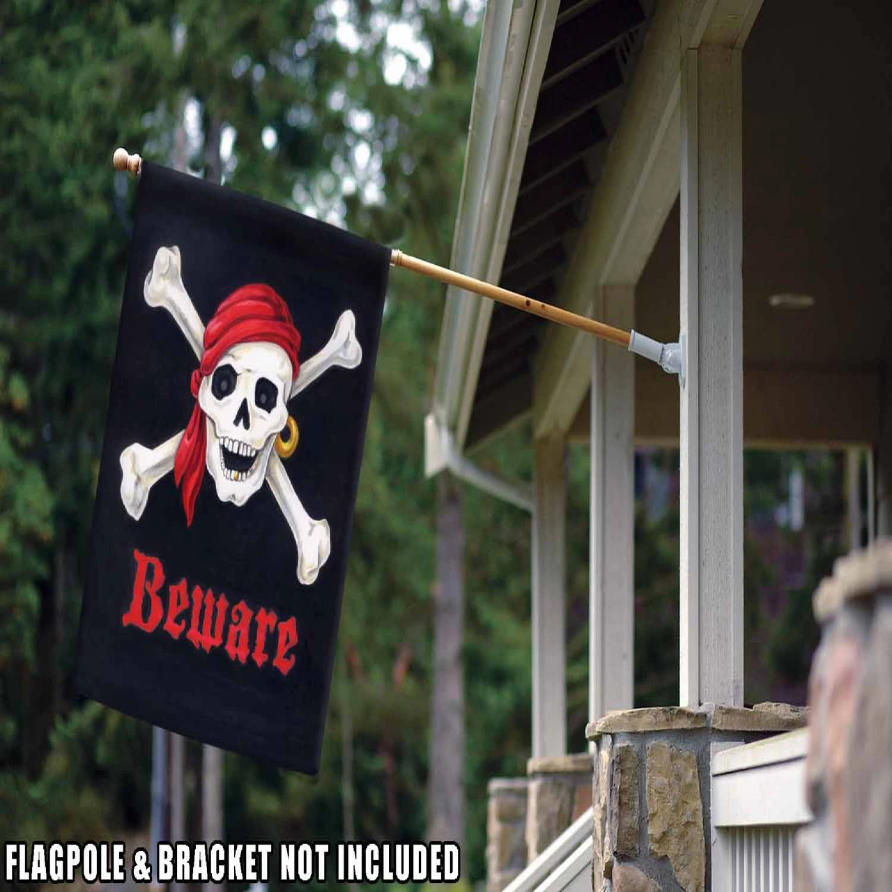 Halloween "Beware" Outdoor House Flag 40" X 28" 2 Halloween "Beware" Outdoor House Flag 40" X 28" - Image 2