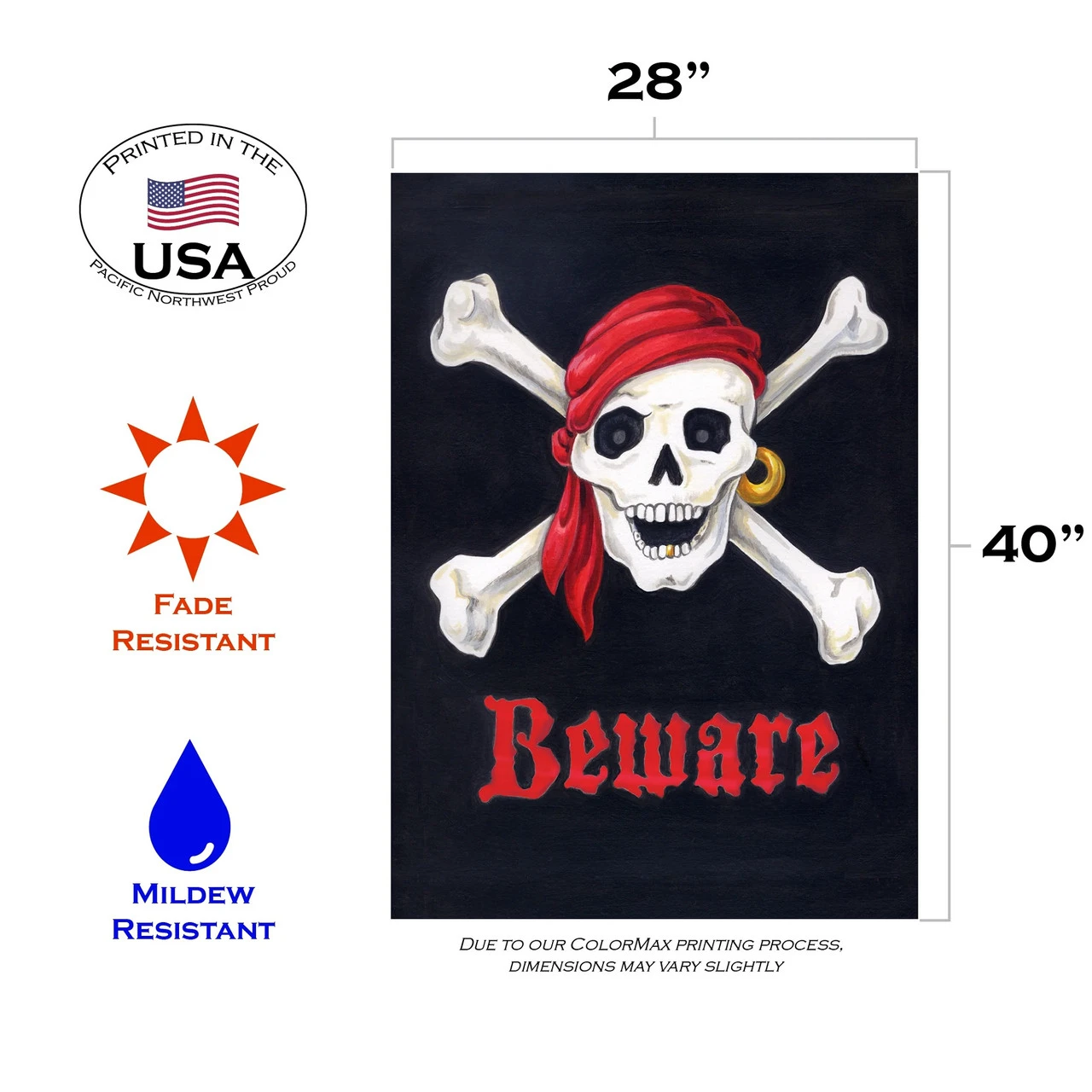 Halloween "Beware" Outdoor House Flag 40" X 28" 3 Halloween "Beware" Outdoor House Flag 40" X 28" - Image 3