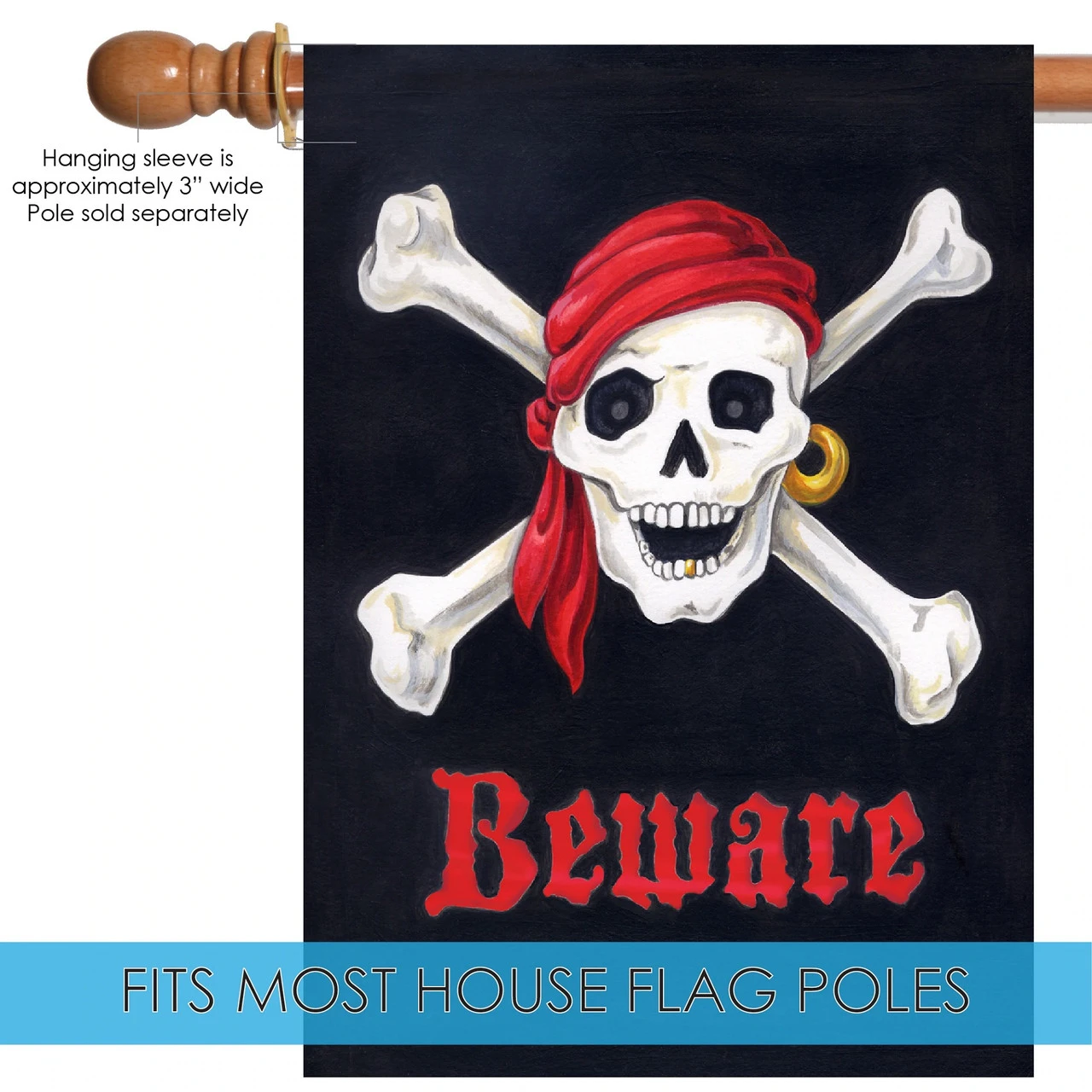 Halloween "Beware" Outdoor House Flag 40" X 28" 5 Halloween "Beware" Outdoor House Flag 40" X 28" - Image 5