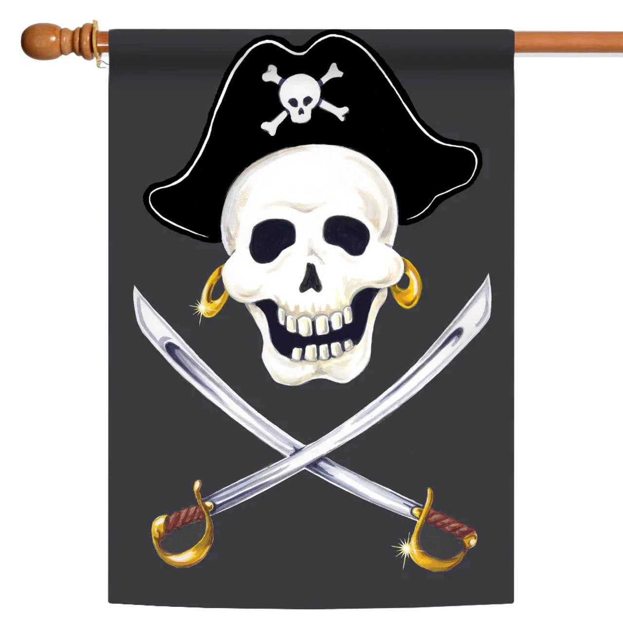 Halloween Pirate Skull Crossbones Sword Outdoor House Flag 40" X 28" 1 Halloween Pirate Skull Crossbones Sword Outdoor House Flag 40" X 28"