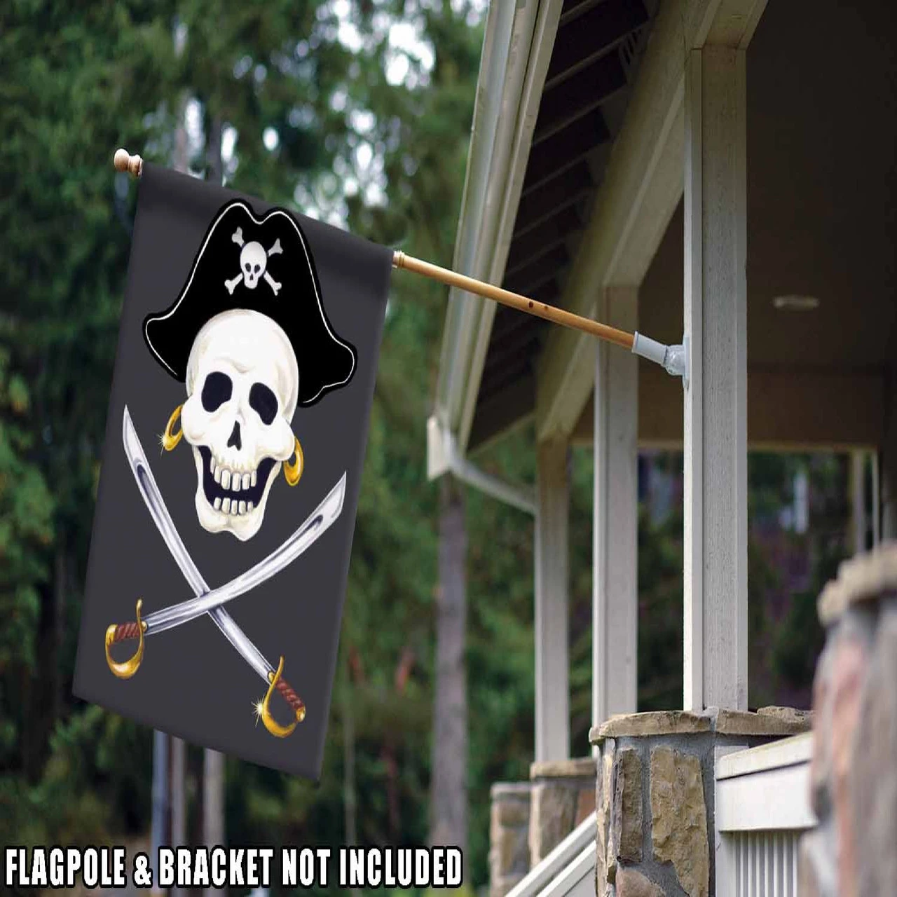 Halloween Pirate Skull Crossbones Sword Outdoor House Flag 40" X 28" 2 Halloween Pirate Skull Crossbones Sword Outdoor House Flag 40" X 28" - Image 2