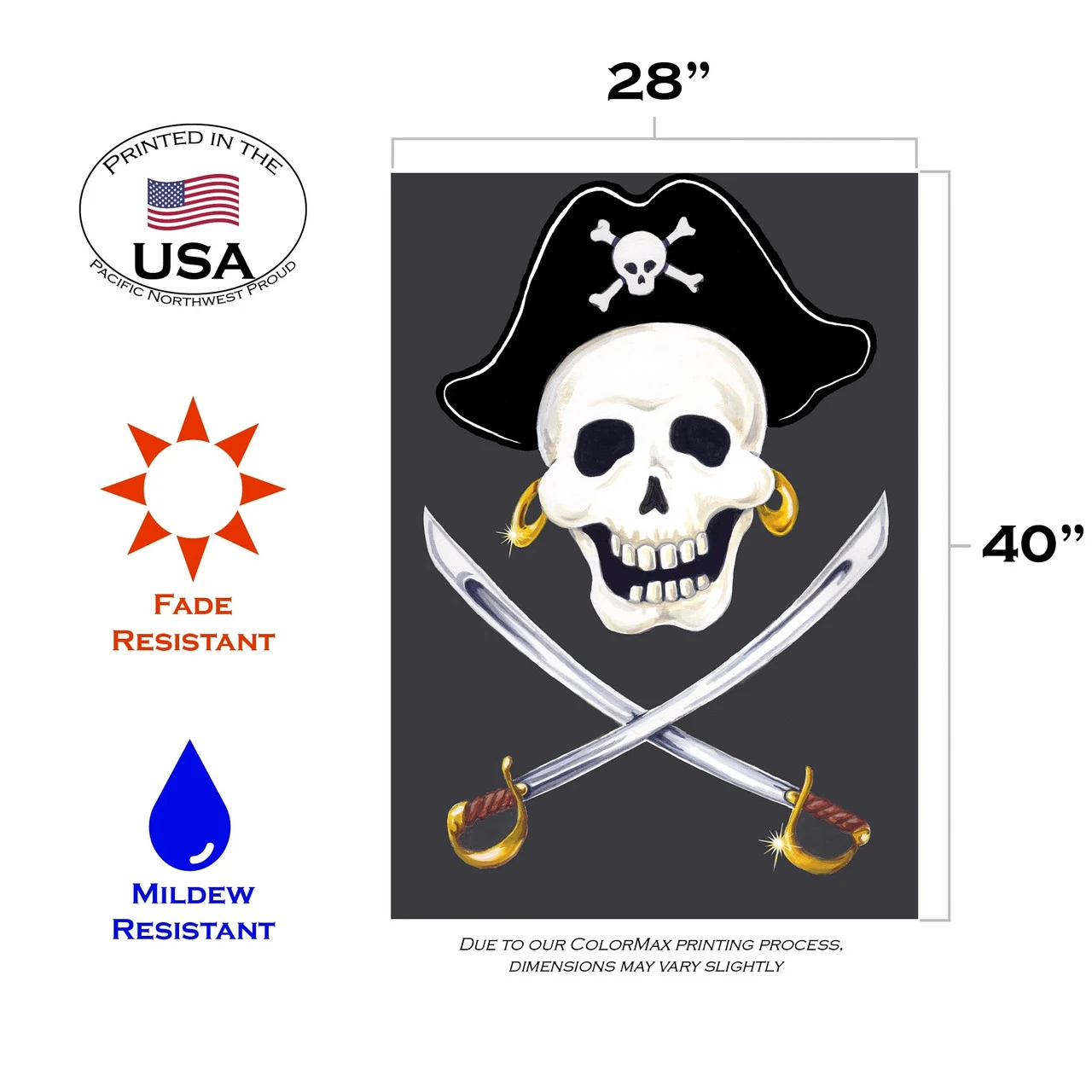 Halloween Pirate Skull Crossbones Sword Outdoor House Flag 40" X 28" 3 Halloween Pirate Skull Crossbones Sword Outdoor House Flag 40" X 28" - Image 3