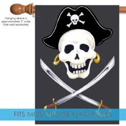 Halloween Pirate Skull Crossbones Sword Outdoor House Flag 40" X 28" 9 Halloween Pirate Skull Crossbones Sword Outdoor House Flag 40" X 28" -PatioVibe Shop 109390 5 33144.1682375551